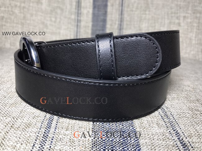 Upscale Gucci Black Leather Belt Double Sided GG Buckle